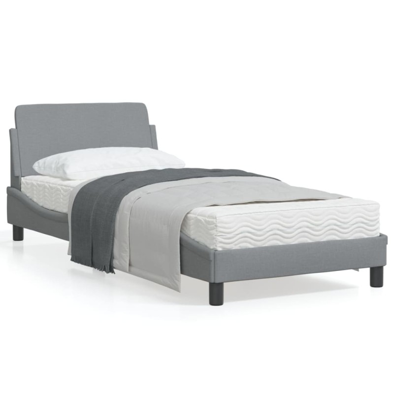 vidaXL Estructura de cama con cabecero de tela gris claro 90x190 cm vidaXL Estructura de cama con cabecero de tela gris claro 90x190 cm