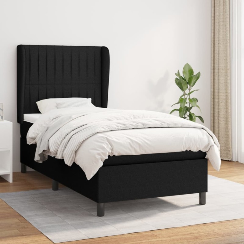 vidaXL Cama box spring con colchón tela negro 80x200 cm vidaXL Cama box spring con colchón tela negro 80x200 cm