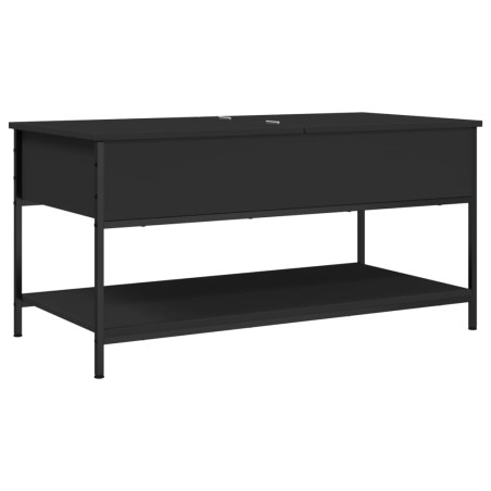 vidaXL Mesa de centro madera de ingeniería y metal negro 100x50x50 cm