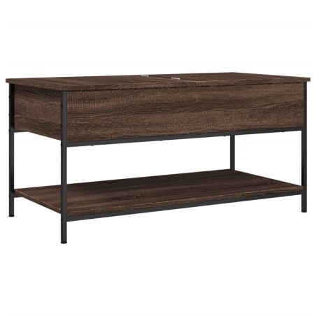 vidaXL Mesa de centro madera ingeniería metal marrón 100x50x50 cm
