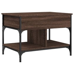 vidaXL Mesa de centro madera ingeniería metal marrón roble 70x50x50 cm