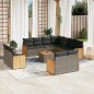vidaXL Set de sofás de jardín 12 pzas con cojines ratán sintético gris vidaXL Set de sofás de jardín 12 pzas con cojines ratán sintético gris