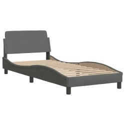 vidaXL Estructura de cama con cabecero de tela gris oscuro 80x200 cm