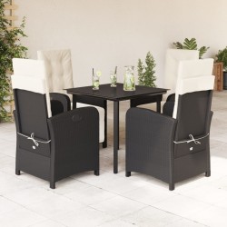 vidaXL Set de muebles jardín 5 pzas con cojines ratán sintético negro