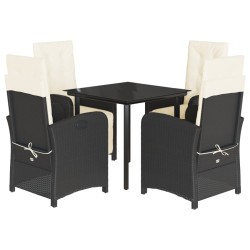 vidaXL Set de muebles jardín 5 pzas con cojines ratán sintético negro