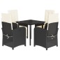vidaXL Set de muebles jardín 5 pzas con cojines ratán sintético negro