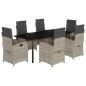 vidaXL Set comedor jardín 7 pzas y cojines ratán sintético gris claro vidaXL Set comedor jardín 7 pzas y cojines ratán sintético gris claro