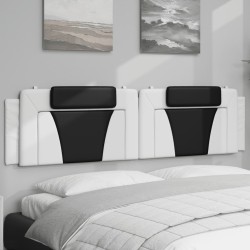 vidaXL Cabecero de cama acolchado cuero sintético blanco negro 200 cm