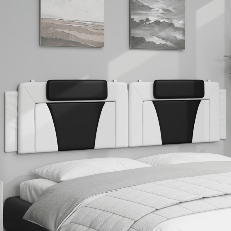 vidaXL Cabecero de cama acolchado cuero sintético blanco negro 200 cm vidaXL Cabecero de cama acolchado cuero sintético blanco negro 200 cm