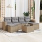 vidaXL Set sofás de jardín 7 piezas y cojines ratán sintético beige vidaXL Set sofás de jardín 7 piezas y cojines ratán sintético beige