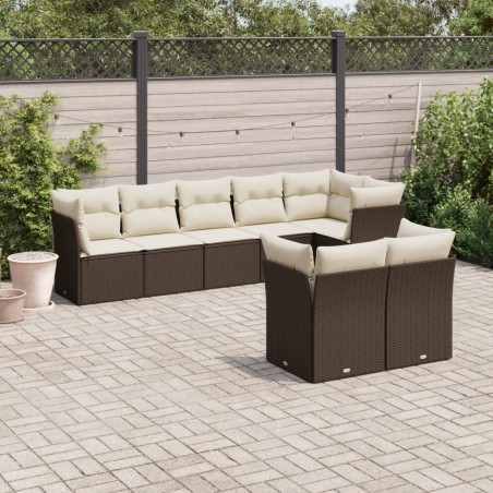 vidaXL Set sofás de jardín 8 piezas y cojines ratán sintético marrón
