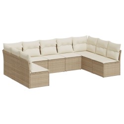 vidaXL Set de sofás de jardín 9 pzas con cojines ratán sintético beige