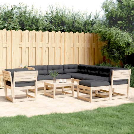 vidaXL Muebles de jardín 8 pzas y cojines madera maciza pino