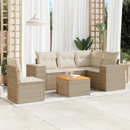 vidaXL Juego de sofás jardín con cojines 6 pzas ratán sintético beige