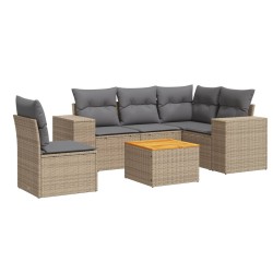 vidaXL Juego de sofás jardín con cojines 6 pzas ratán sintético beige