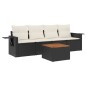 vidaXL Set de muebles de jardín 5 pzas y cojines ratán sintético negro vidaXL Set de muebles de jardín 5 pzas y cojines ratán sintético negro