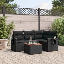 vidaXL Set de muebles de jardín 5 pzas y cojines ratán sintético negro