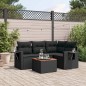 vidaXL Set de muebles de jardín 5 pzas y cojines ratán sintético negro vidaXL Set de muebles de jardín 5 pzas y cojines ratán sintético negro
