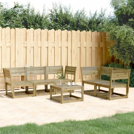 vidaXL Juego de sofás de jardín 5 piezas madera de pino impregnada