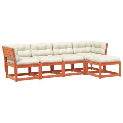 vidaXL Set de sofás jardín 5 pzas con cojines madera pino marrón cera