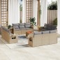 vidaXL Juego de sofás jardín con cojines beige mezcla 13 pzas ratán PE vidaXL Juego de sofás jardín con cojines beige mezcla 13 pzas ratán PE