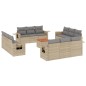 vidaXL Juego de sofás jardín con cojines beige mezcla 13 pzas ratán PE vidaXL Juego de sofás jardín con cojines beige mezcla 13 pzas ratán PE