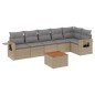 vidaXL Juego de sofás jardín con cojines beige mezcla 7 pzas ratán PE vidaXL Juego de sofás jardín con cojines beige mezcla 7 pzas ratán PE