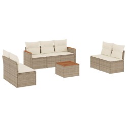vidaXL Juego de sofás de jardín con cojines beige 8 pzas ratán PE