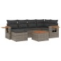 vidaXL Set de sofás de jardín 7 piezas con cojines ratán PE gris vidaXL Set de sofás de jardín 7 piezas con cojines ratán PE gris