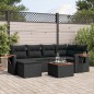 vidaXL Set de comedor de jardín 7 pzas y cojines ratán sintético negro vidaXL Set de comedor de jardín 7 pzas y cojines ratán sintético negro