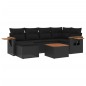 vidaXL Set de comedor de jardín 7 pzas y cojines ratán sintético negro vidaXL Set de comedor de jardín 7 pzas y cojines ratán sintético negro