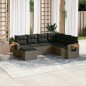 vidaXL Set de sofás de jardín 7 piezas con cojines ratán PE gris vidaXL Set de sofás de jardín 7 piezas con cojines ratán PE gris