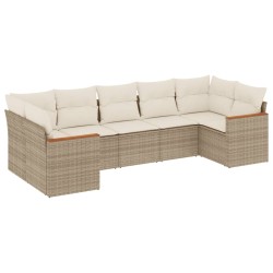 vidaXL Set sofás de jardín 7 piezas y cojines ratán sintético beige