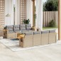 vidaXL Set de sofás de jardín 9 pzas con cojines ratán sintético beige