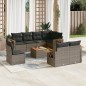 vidaXL Set de muebles de jardín 9 pzas y cojines ratán sintético gris