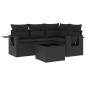 vidaXL Set de muebles de jardín 5 pzas y cojines ratán sintético negro