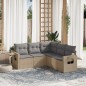 vidaXL Juego de sofás jardín con cojines 5 pzas ratán sintético beige vidaXL Juego de sofás jardín con cojines 5 pzas ratán sintético beige