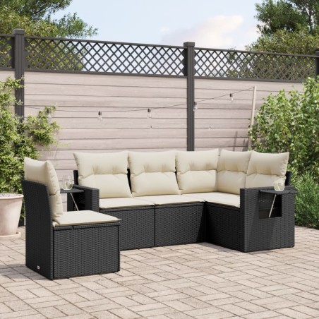 vidaXL Set de muebles de jardín 5 pzas y cojines ratán sintético negro