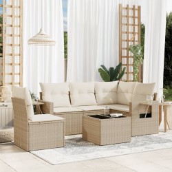 vidaXL Juego de sofás jardín con cojines 6 pzas ratán sintético beige