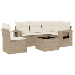 vidaXL Juego de sofás jardín con cojines 6 pzas ratán sintético beige