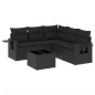 vidaXL Set de sofás de jardín 6 piezas y cojines ratán sintético negro vidaXL Set de sofás de jardín 6 piezas y cojines ratán sintético negro