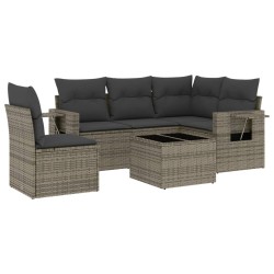 vidaXL Set de muebles de jardín 6 pzas y cojines ratán sintético gris
