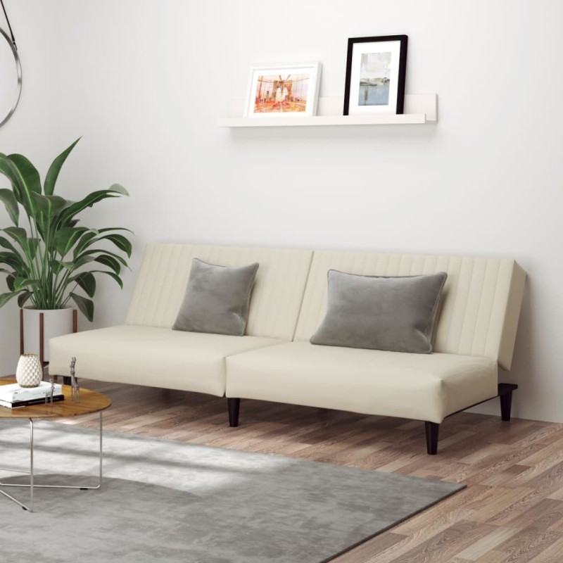 vidaXL Sofá cama de 2 plazas terciopelo color crema vidaXL Sofá cama de 2 plazas terciopelo color crema