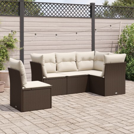 vidaXL Set comedor de jardín 5 piezas y cojines ratán sintético marrón