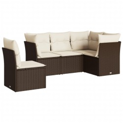 vidaXL Set comedor de jardín 5 piezas y cojines ratán sintético marrón