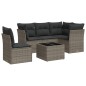 vidaXL Set de muebles de jardín 6 pzas y cojines ratán sintético gris