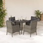 vidaXL Set comedor de jardín 5 piezas con cojines ratán sintético gris vidaXL Set comedor de jardín 5 piezas con cojines ratán sintético gris