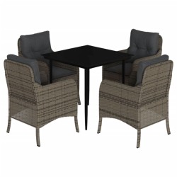 vidaXL Set comedor de jardín 5 piezas con cojines ratán sintético gris