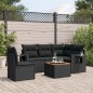 vidaXL Set de sofás de jardín 6 piezas y cojines ratán sintético negro vidaXL Set de sofás de jardín 6 piezas y cojines ratán sintético negro