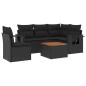 vidaXL Set de sofás de jardín 6 piezas y cojines ratán sintético negro vidaXL Set de sofás de jardín 6 piezas y cojines ratán sintético negro